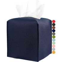 Leather Tissue Box Cover Square - Tissue Holder Aesthetic PU Leather Tissue Box Holder Decorative for Bathroom, Home Office Decor