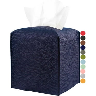 Leather Tissue Box Cover Square - Tissue Holder Aesthetic PU Leather Tissue Box Holder Decorative for Bathroom, Home Office Decor