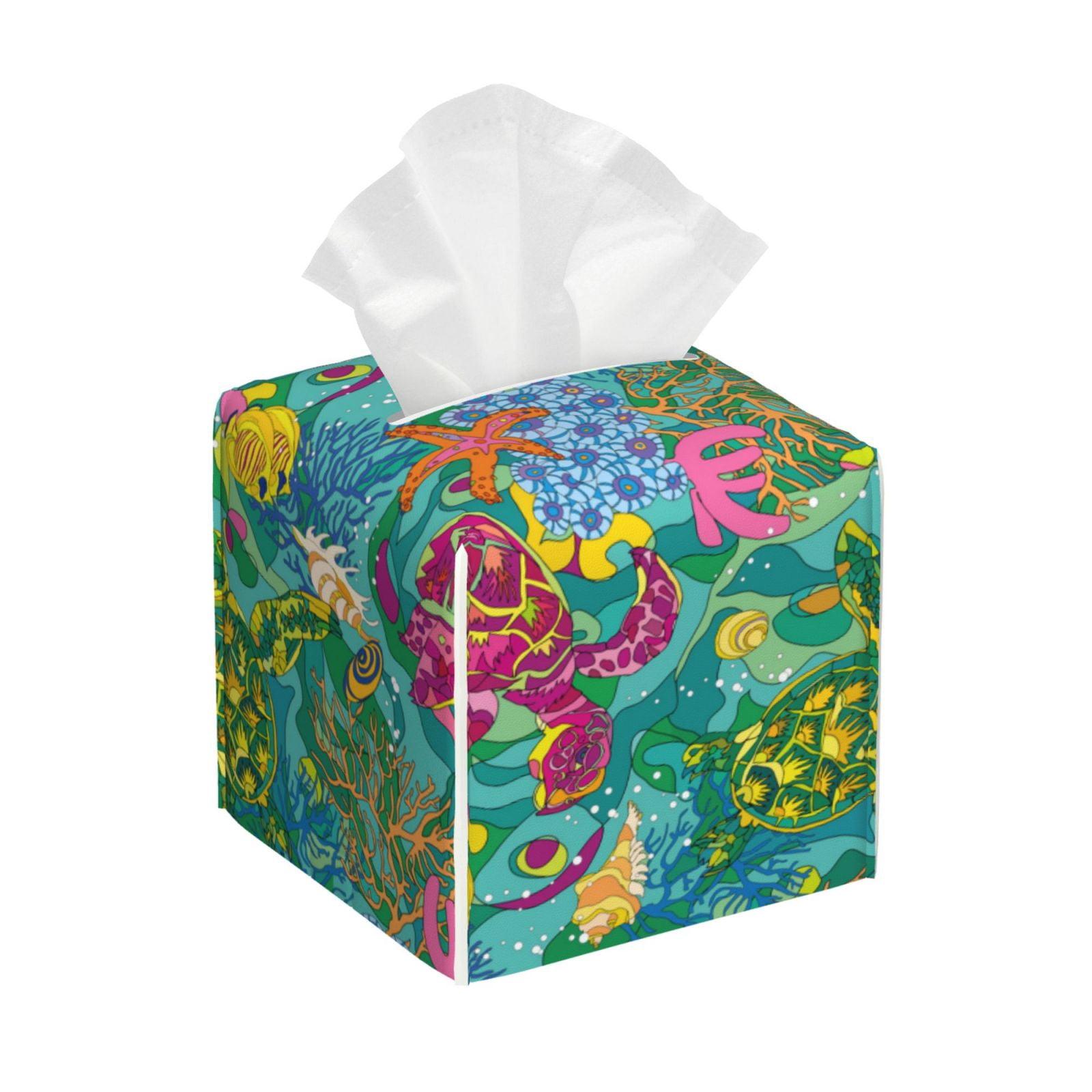 Leather Tissue Box Cover Square - Turtles Waterproof Tissue Box Holder ...