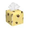 Leather Tissue Box Cover Square, funny bumblebees yellow Waterproof Lightweight Waterproof