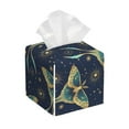 Leather Tissue Box Cover Square, starry sky Night butterfly Waterproof