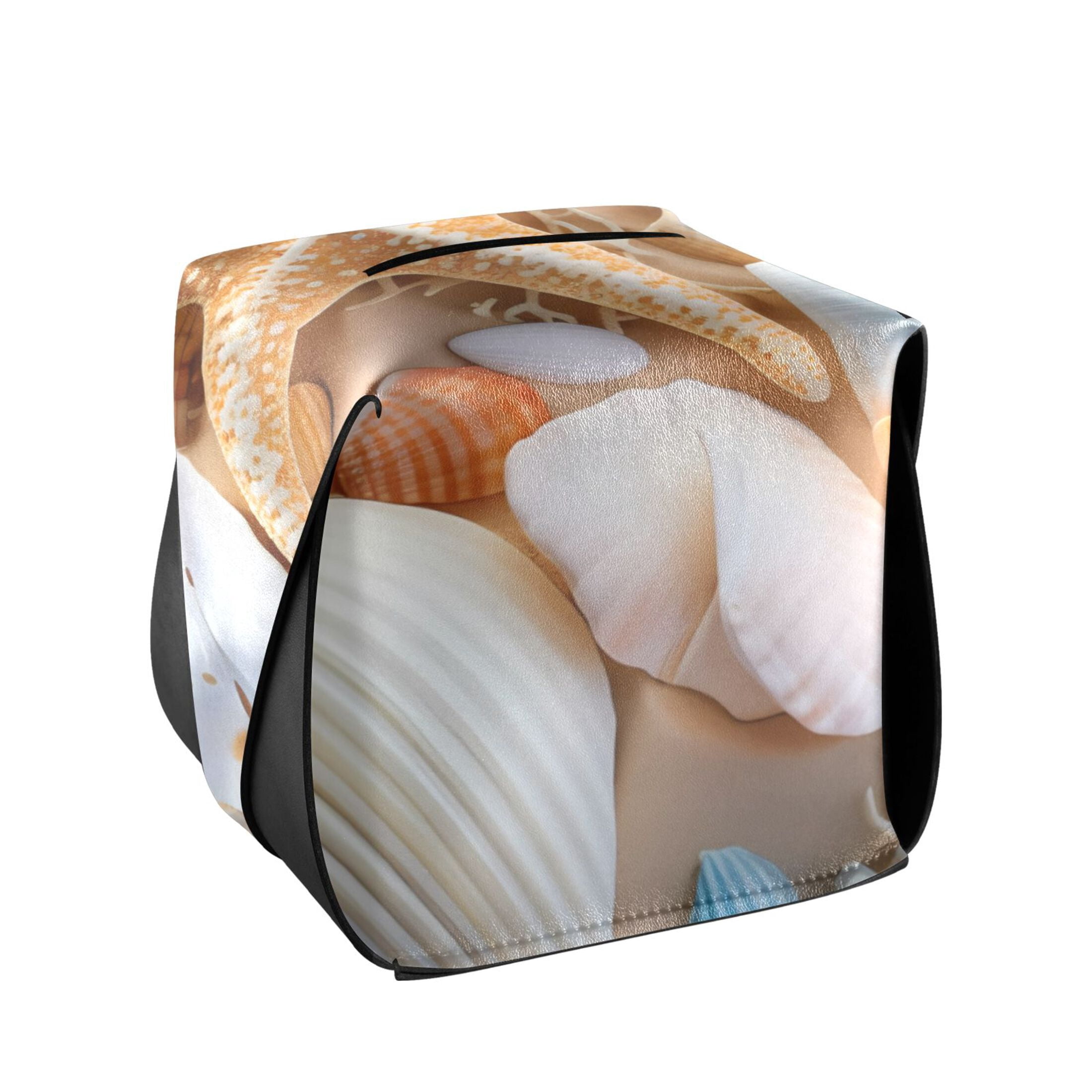 Milano Collection Handmade Natural Seashell Tissue Box Cover - Square, Multicolor