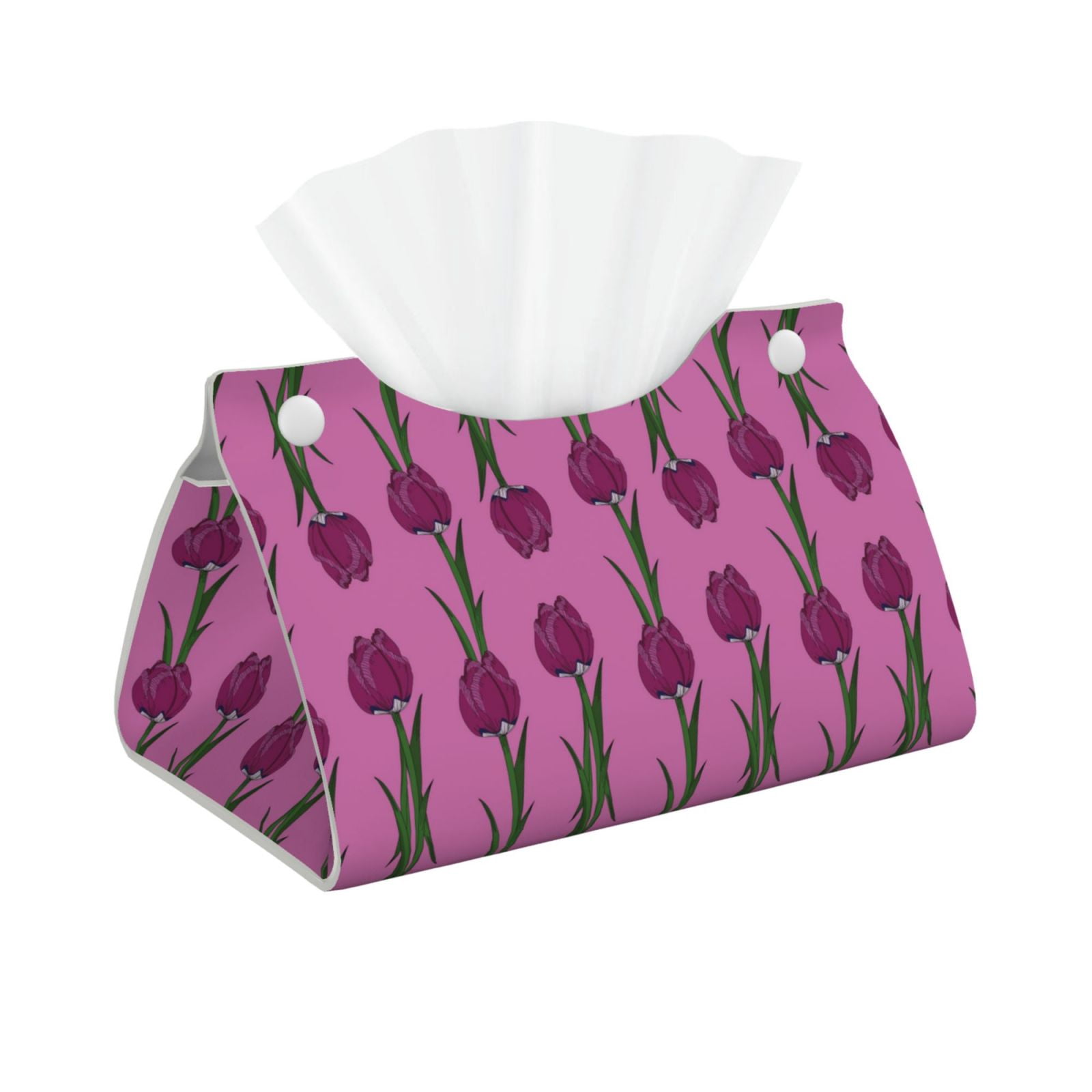 tissue box holder - green & purple