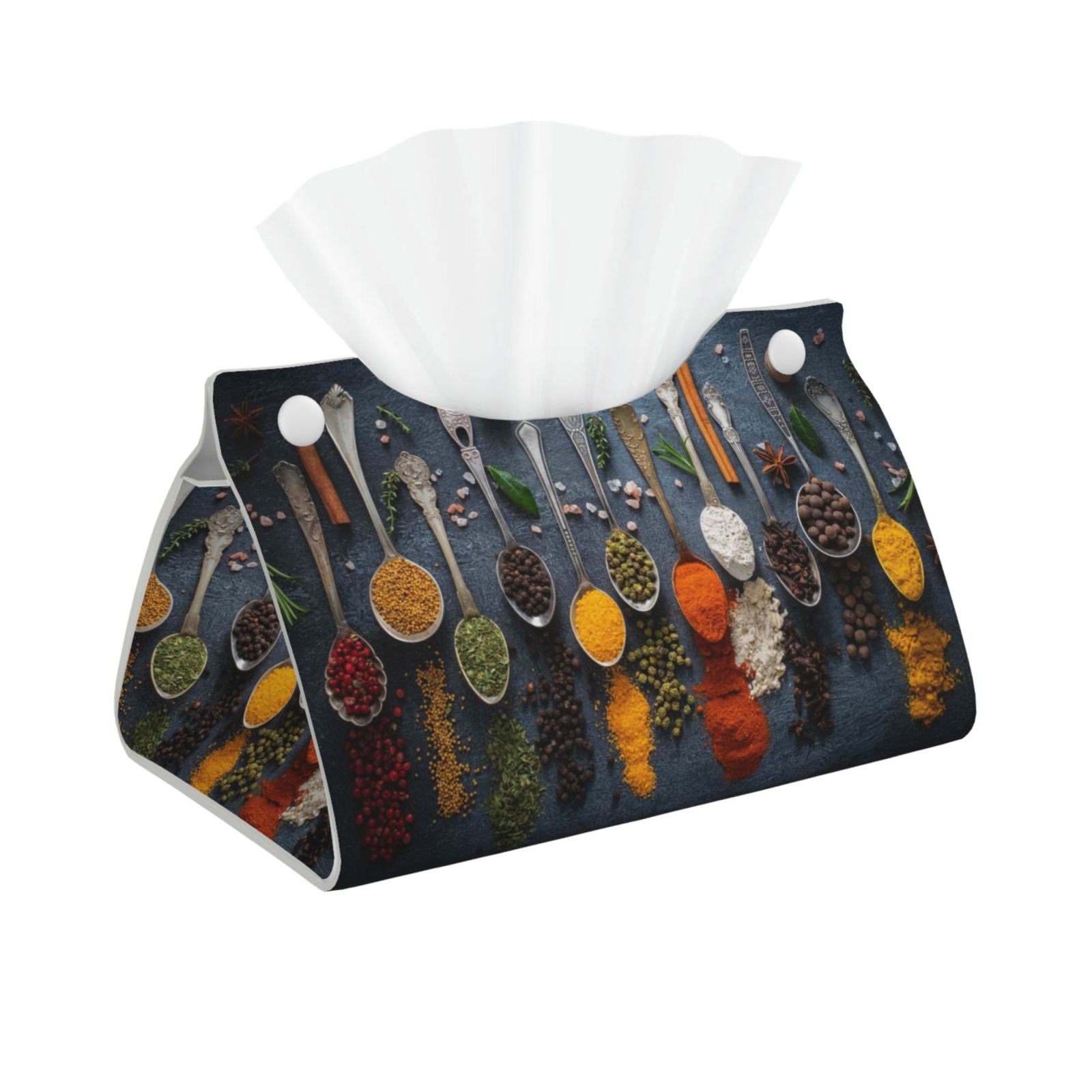 Leather Tissue Box Cover Various Herbs Long PVC Tissue Box Holder for