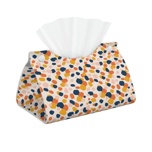Leather Tissue Box Cover - abstract bubbles drops print Long PVC Tissue Box Holder for Dining Tables, Bedside Tables, Desks, Modern Tissue Holder Cover for Living Room, Office, Bedroom Decor