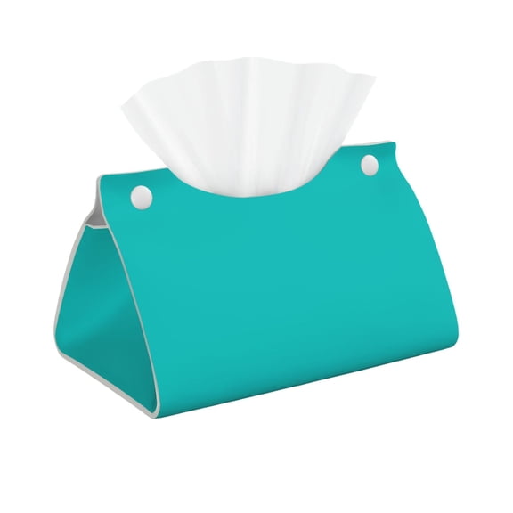 Leather Tissue Box Cover - dark-aqua Long PVC Tissue Box Holder for Dining Tables, Bedside Tables, Desks, Modern Tissue Holder Cover for Living Room, Office, Bedroom Decor
