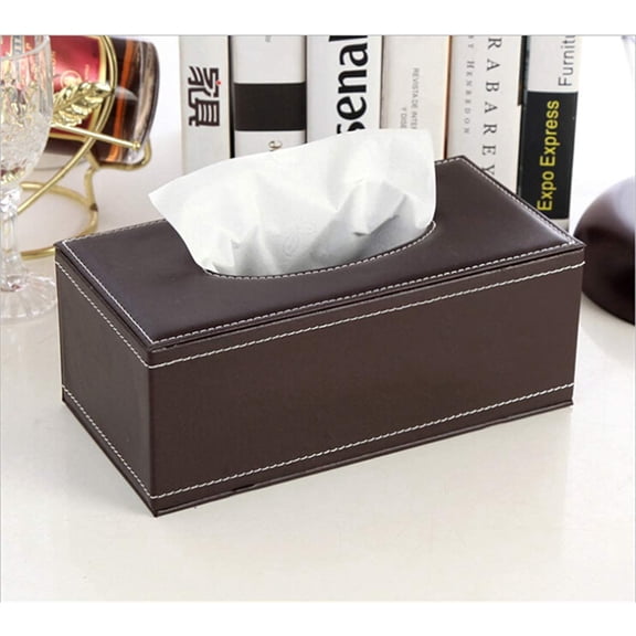 Leather Tissue Box Holder - Waterproof Rectangular Tissue Box Cover Vintage Napkin Paper Holder for Home,Office&Car Decor (Brown)