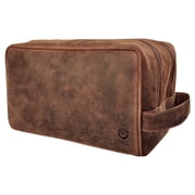 Leather Toiletry Bag Shaving Dopp Kit Travel Case Unisex Hygiene Organizer Cosmetic Makeup Bag by Rustic Town, Large