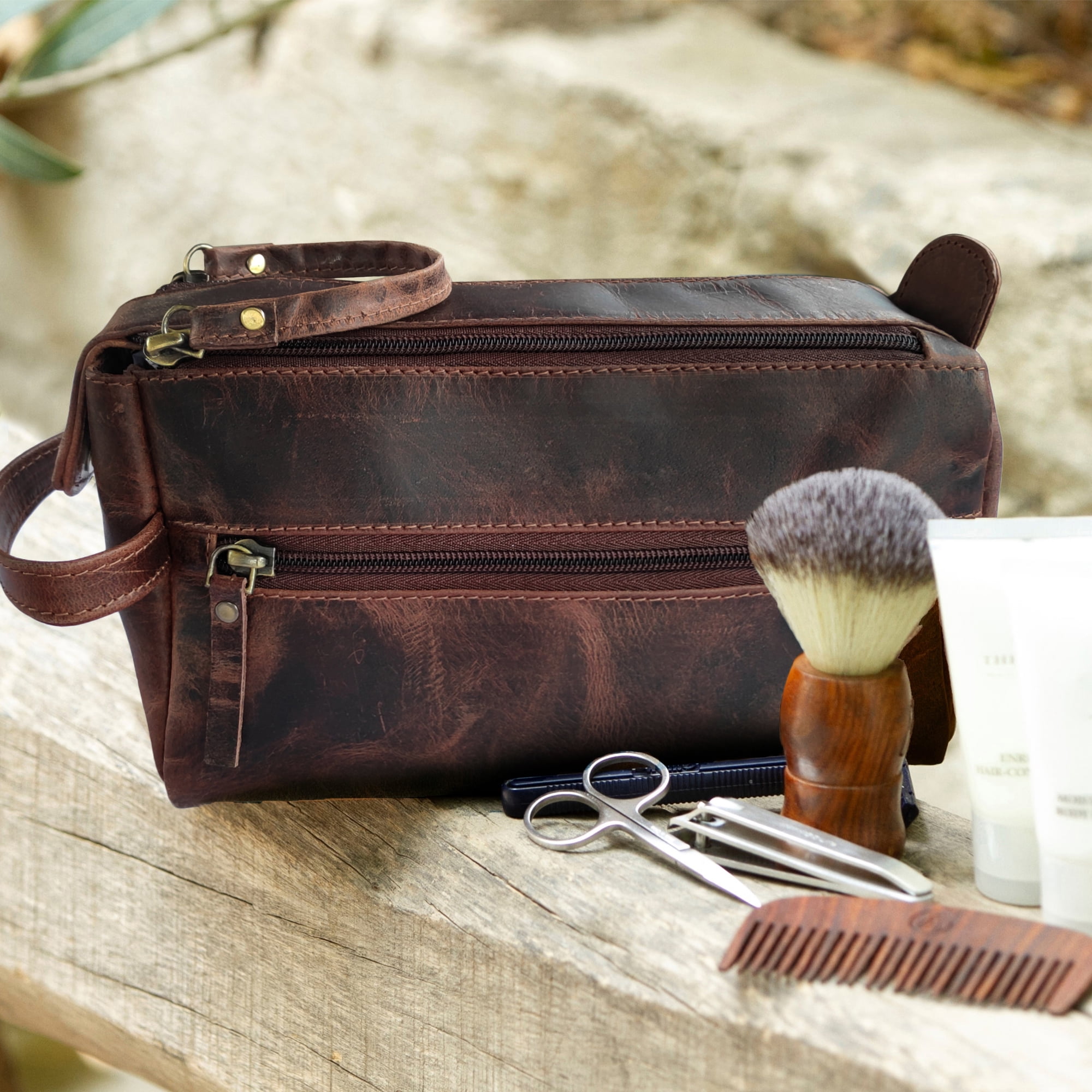 Mens Leather Toiletry Bag