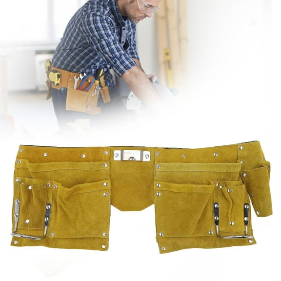 GBAYXJ Leather Tool Belt Quick Release Buckle Carpenter Construction Work Apron Tool Storage Belt Practical Wear Storage Bag Suitable For Various Places(Yellow)