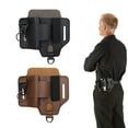 thumbnail image 1 of Leather Tool Pouch Organizer | Synthetic Leather, Multiple Compartments, Flashlight Holster, Belt Attachment | Black or Brown | 17x16.2cm | Portable Storage for Tools, DIY, Professional Use, 1 of 6