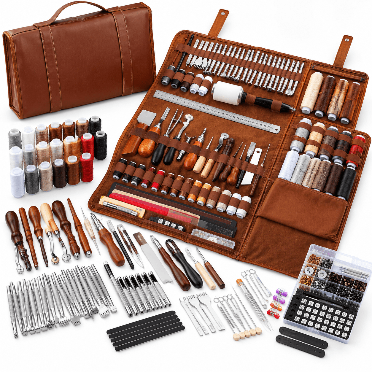Stamp Making Tools Leather Tooling Craft Kit with Engraving Mat, Punch Tools, Stamping ...