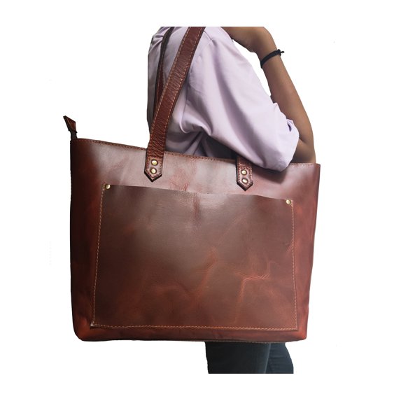 Leather Tote Bag Women's Shoulder Handbag Top Handle Purse