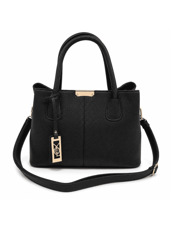 Women's PU Leather Tote Handbag with Shoulder,Black