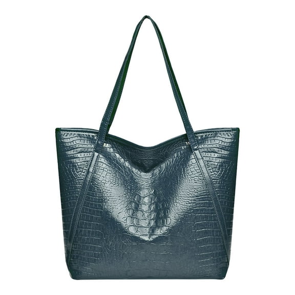 Leather Tote Bag for Women Ladies Large Work Travel Shoulder Purses and Handbags with Zipper Blue