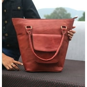 Leather Tote Bag for Women with Zipper Travel, Work, Over the Shoulder Purse