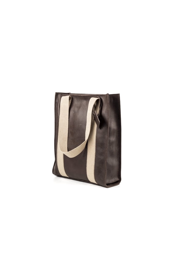Leather Tote Coffee Manhattan Collection