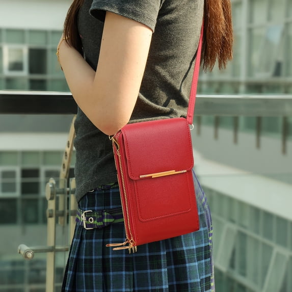 Leather Touch Screen Phone Bag | Small Crossbody Purse for Women | Cute Key Holder, Fashion Mobile Carrying Case