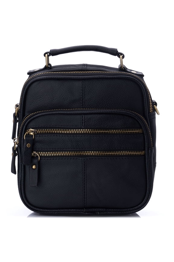 Leather Travel Bag Multipurpose Organizer Handbag Adjustable Strap Zippered Tote