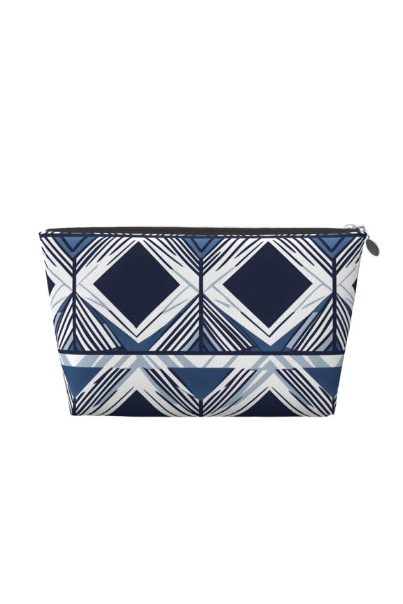 Leather Travel Bag Wash Bag Makeup Bag Storage Bag 752.4in For Daily Carrying And Short Trip Navy Geometric Patterns_1