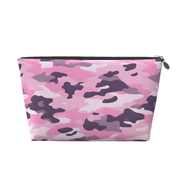 Leather Travel Bag Wash Bag Makeup Bag Storage Bag 752.4in For Daily Carrying And Short Trip Texture Military Camouflage Pattern Abstract Pink_3