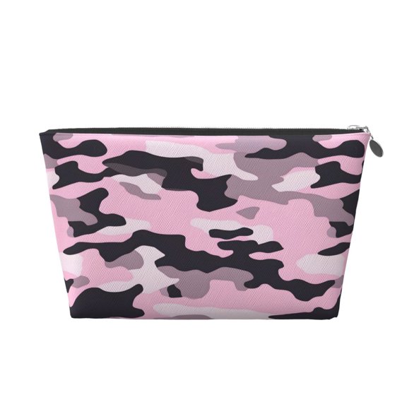 Leather Travel Bag Wash Bag Makeup Bag Storage Bag 752.4in For Daily Carrying And Short Trip Texture Military Camouflage Pattern Abstract Pink_4
