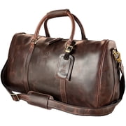 Leather Travel Bag for Men Duffel Gym Sports Overnight Weekend Duffle Bag Carry on Luggage by Rustic Town, Mulberry