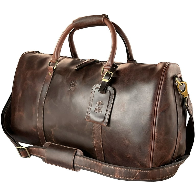 Leather Duffel Bags for Men - Holdall Airplane Underseat Carry on Luggage by Rustic Town