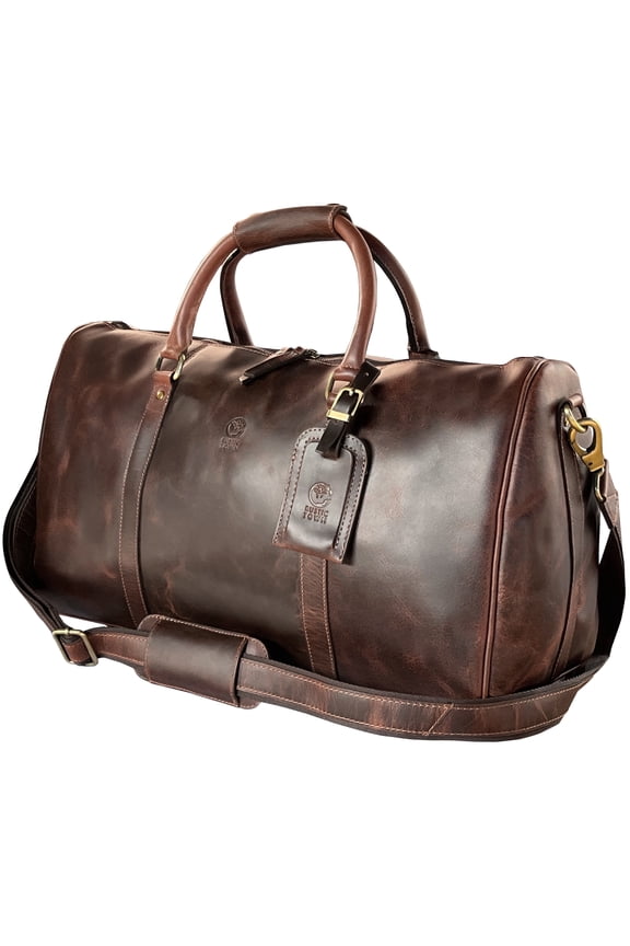 Leather Travel Bag for Men Duffel Gym Sports Overnight Weekend Duffle Bag Carry on Luggage by Rustic Town, Mulberry
