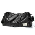 thumbnail image 1 of Leather Travel Duffel Carry On Bag with Shoe Pouch, Gym Sports Tote Bag Waterproof Weekender Overnight Bag for Men Women, 1 of 9