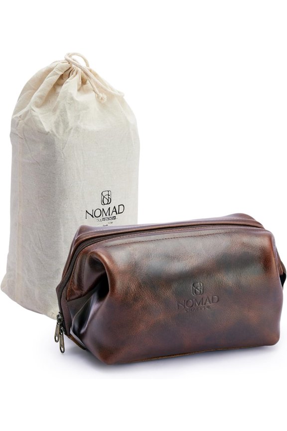 Leather Travel Toiletry Bag for Men and Women, -Size Dopp Kit with Lining, Mens Toiletry Travel Bag, Men's Toiletry Bag, Mens Travel Bag Toiletry Kit, Leather Toiletry Bag Men