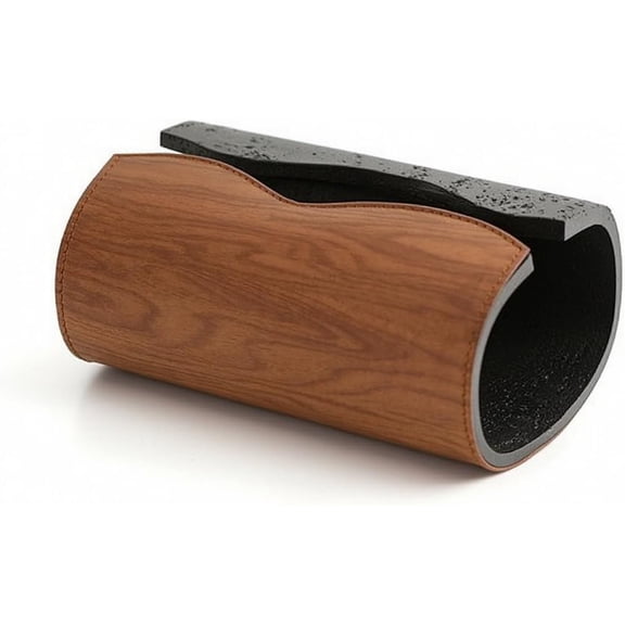 Leather Travertine Tissue Box Cover, Cylindrical with Curved Slot