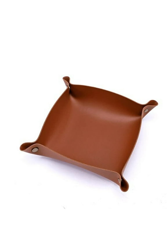 Leather Tray Foldable Table Catchall Storage Box Jewelry Key Coin Top Organizer
