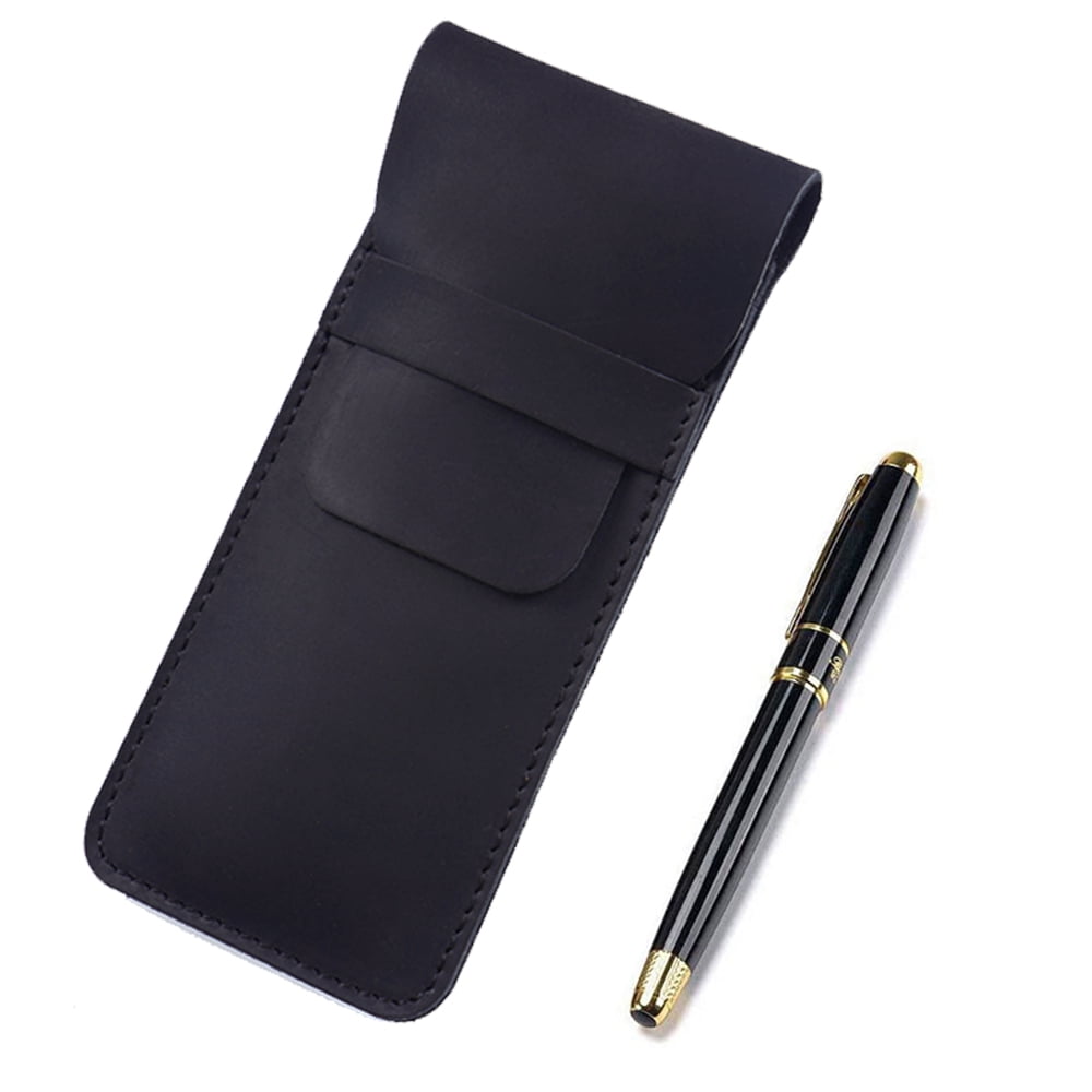 Leather Pen Case 3 Divided Slots Hard Shell Pencil Case Portable