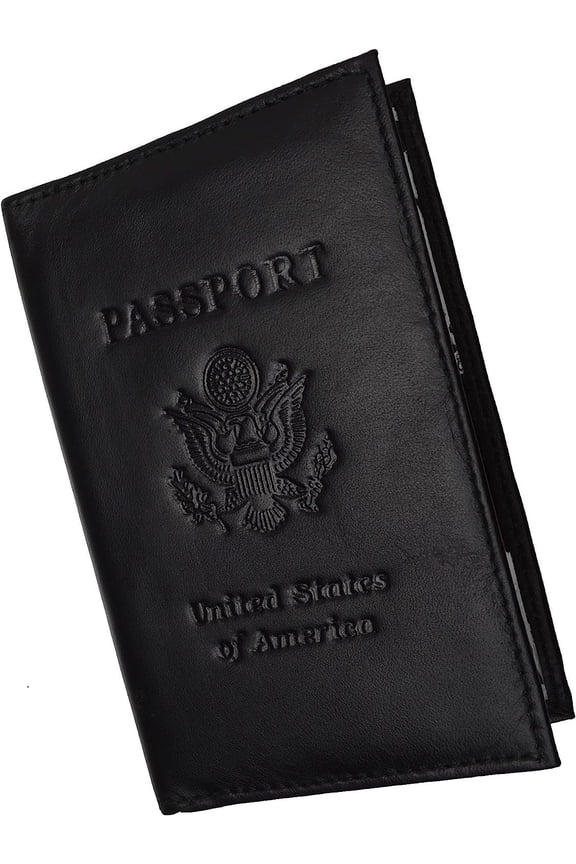 Leather USA Logo Embossed Passport Cover Holder for Travel