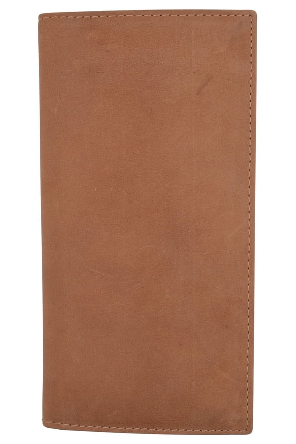Leather Unisex Textured Bison Leather Checkbook Cover, Check Book Protection Dark Pecan