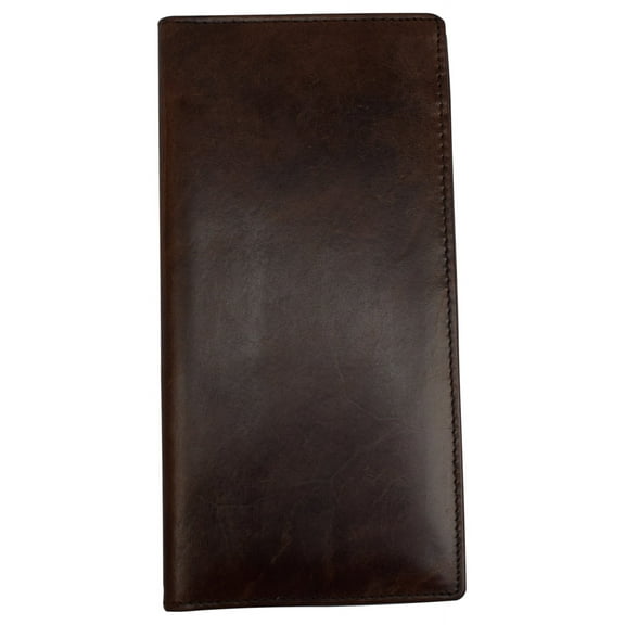 Leather Unisex Textured Bison Leather Checkbook Cover, Check Book Protection Dark Pecan