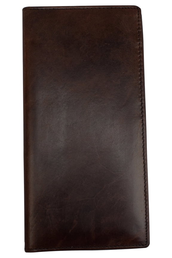 Leather Unisex Textured Bison Leather Checkbook Cover, Check Book Protection Dark Pecan