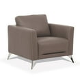 thumbnail image 1 of Leather Upholstered Chair with Track Arms and Angled Metal Feet Brown, 1 of 4