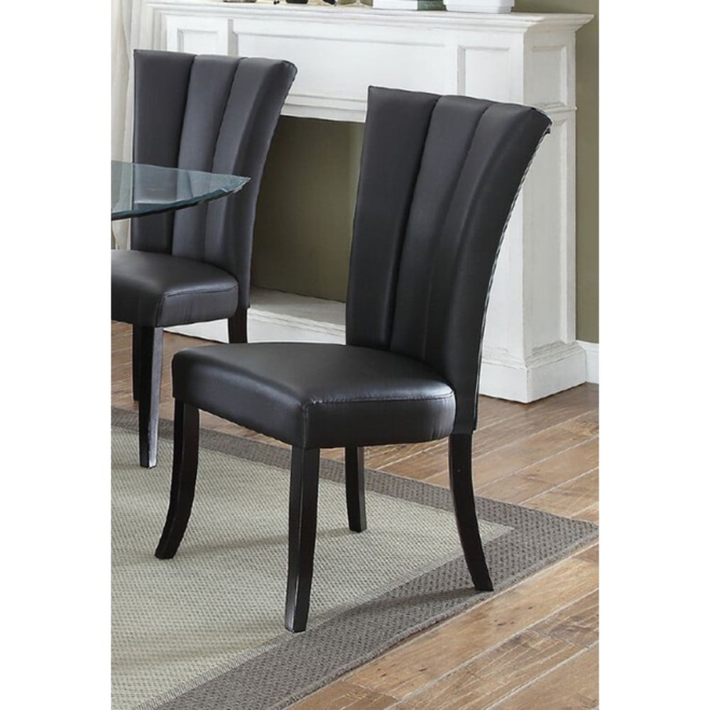 Leather Upholstered Dining Chair In Poplar Wood Set Of 2Black - Saltoro Sherpi