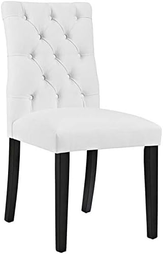 White Faux Leather Tufted Parsons Dining Chair