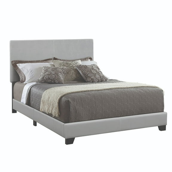 Leather Upholstered Full Size Platform Bed in Gray