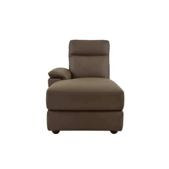 Leather Upholstered Left Side Facing Chaise, Brown