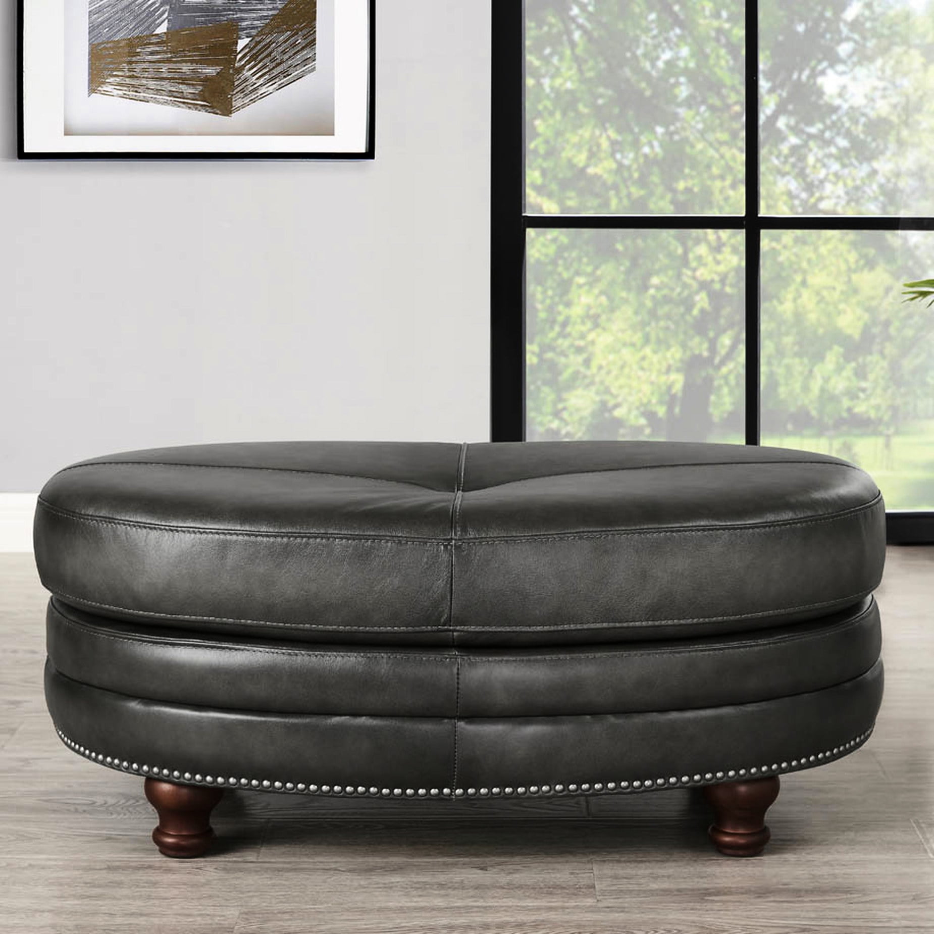Leather Upholstered Ottoman+2.25lbs High-resiliency Foam”-“Sitting ...