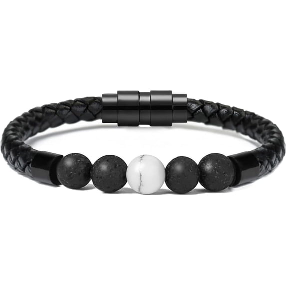 Lava Stone Leather Cremation Memorial Urn Bracelet Tiger Eye Stone Cremation Bangle Keepsake Urn Bracelet for Ashes For Women/Men