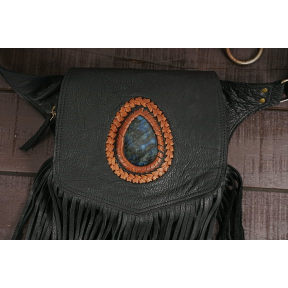 Leather Utility Belt with Multiple Pockets, Adjustable Fit 28-54 Inches, Black