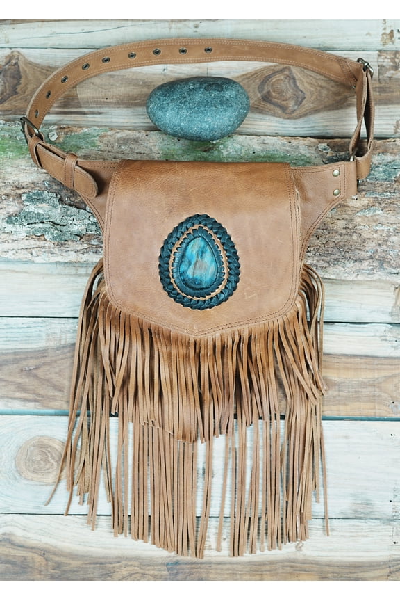 Leather Utility Belt with Multiple Pockets, Adjustable Fit 28-54 Inches, Light Brown