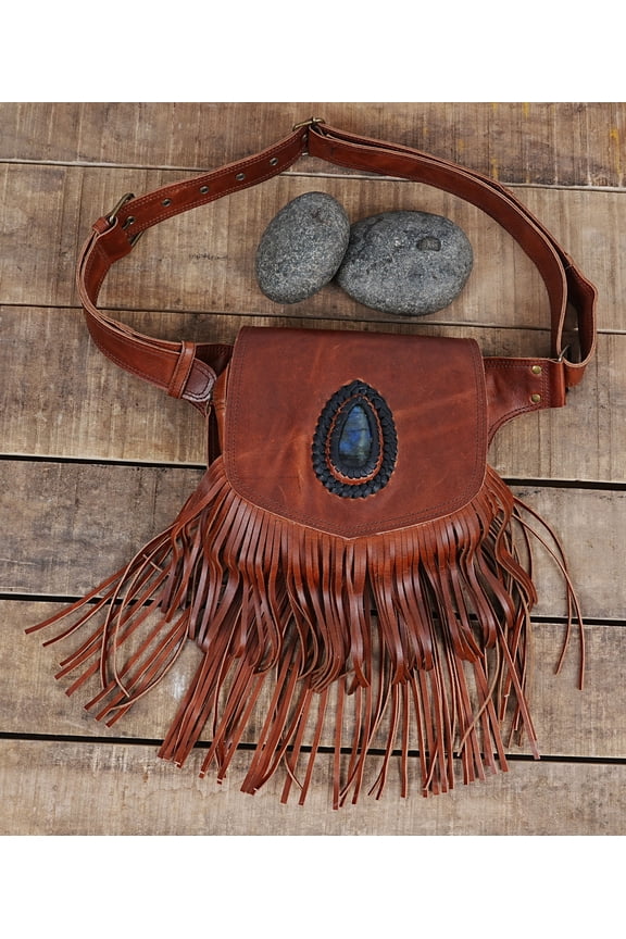 Leather Utility Belt with Multiple Pockets, Adjustable Fit 28-54 Inches, Light Brown