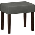 thumbnail image 1 of Leather Vanity Stool, 20 Inch Wide Rectangle Ottoman  for Makeup Room, Vanity Chair with Wood Legs for Piano Room, Bedroom,Living Room with Customizable (Gray), 1 of 9