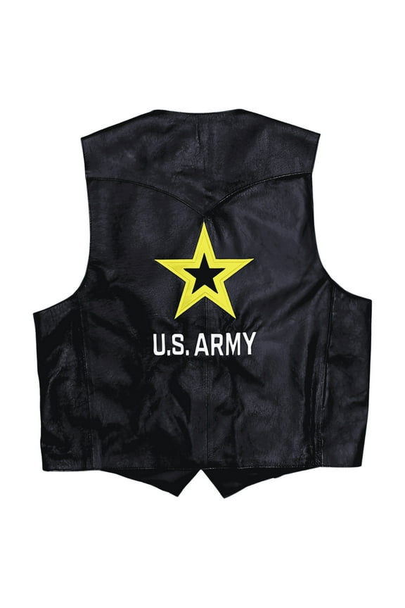 Leather Vest - Army - XL